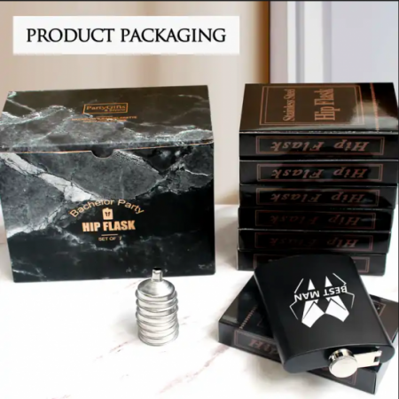 7Pcs 6OZ Stainless Steel Hip Flask Set Customized Grooms men